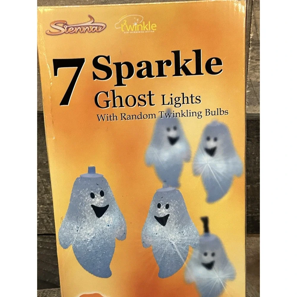Halloween Spun Acrylic Ghost String Sparkle Lights Vintage Works Box Decorations